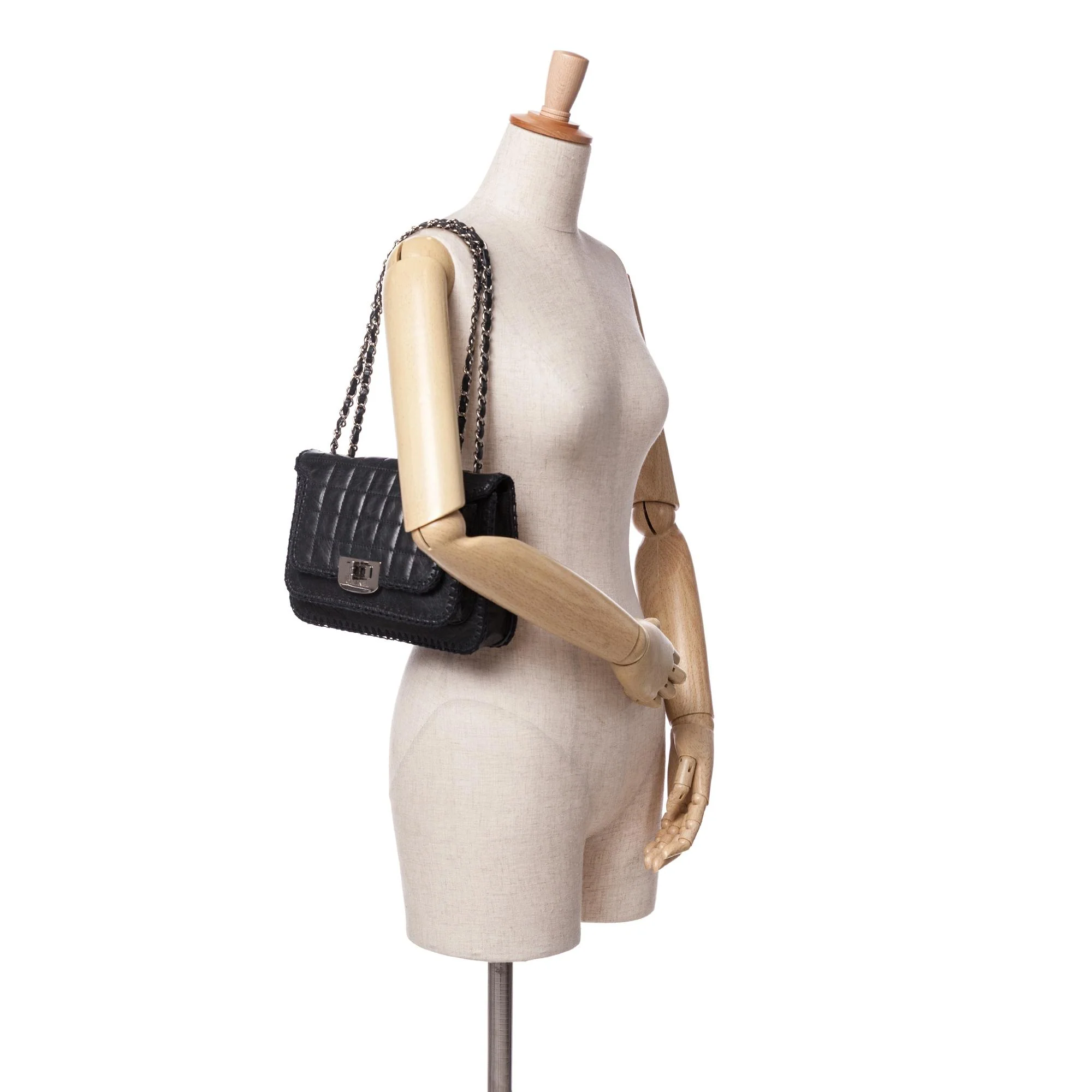 Chanel Aged Calfskin Whipstitch Chocolate Bar Mademoiselle Flap - Image 5