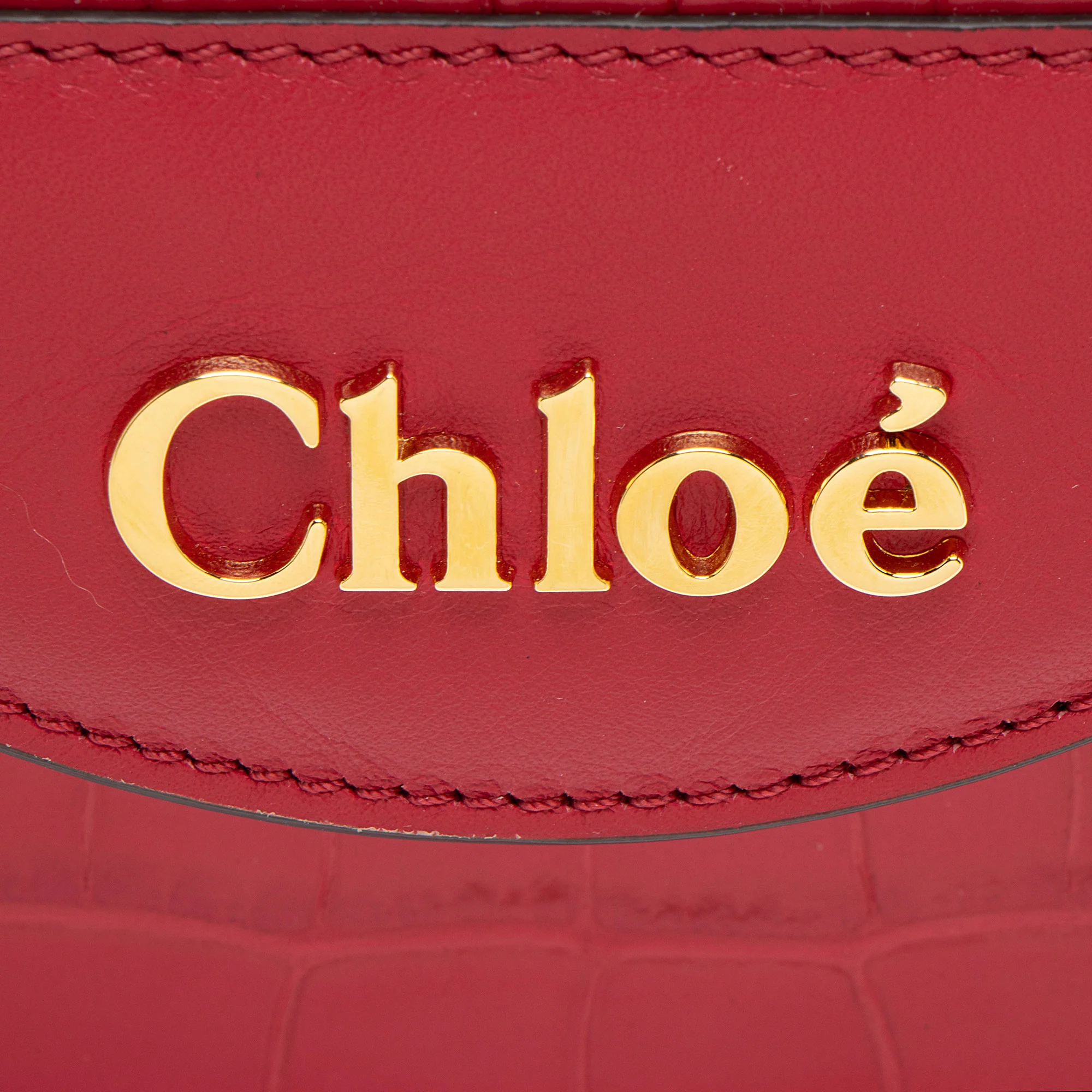 Chloe Croc Embossed Calfskin Aby Lock Small Top Handle - Image 10