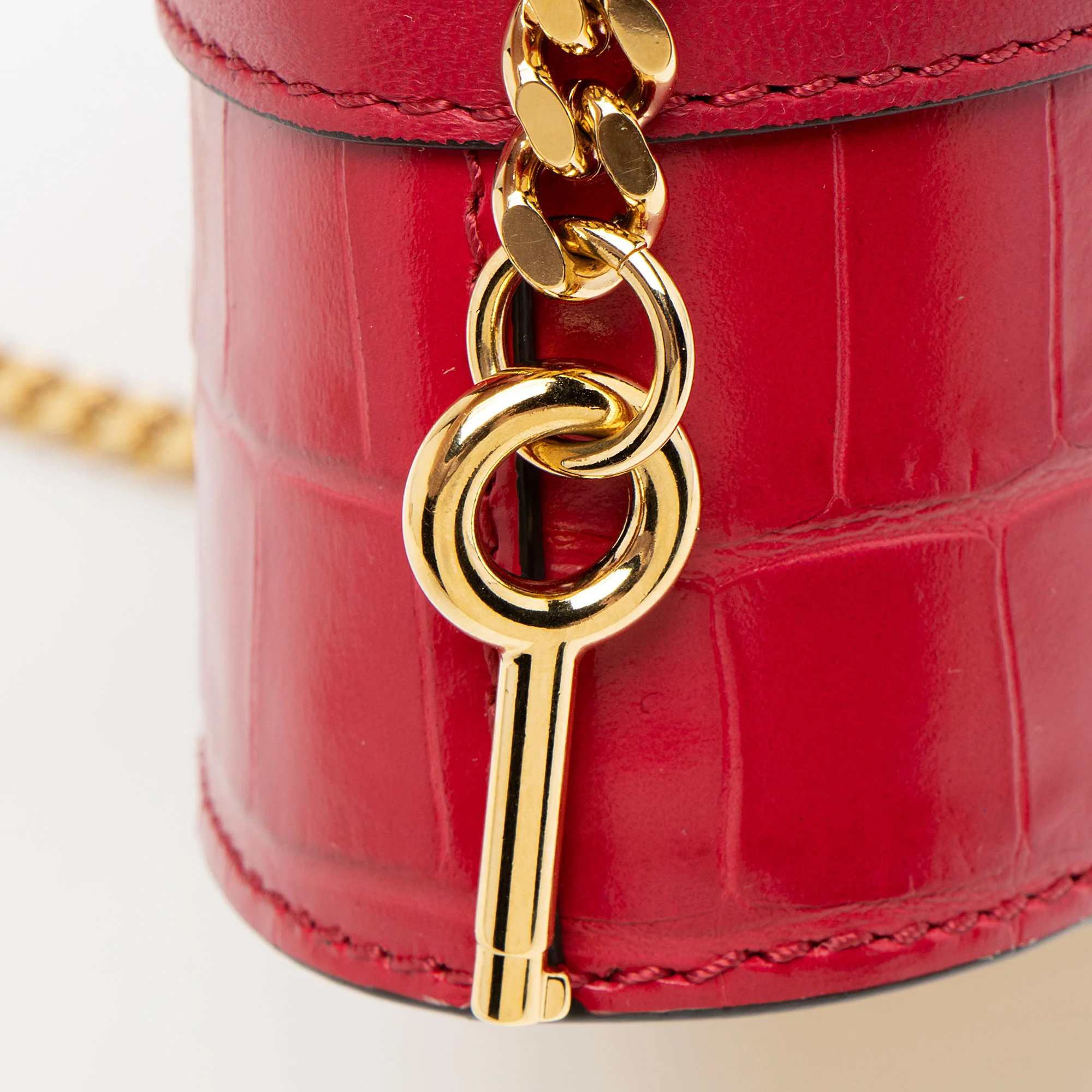 Chloe Croc Embossed Calfskin Aby Lock Small Top Handle - Image 11