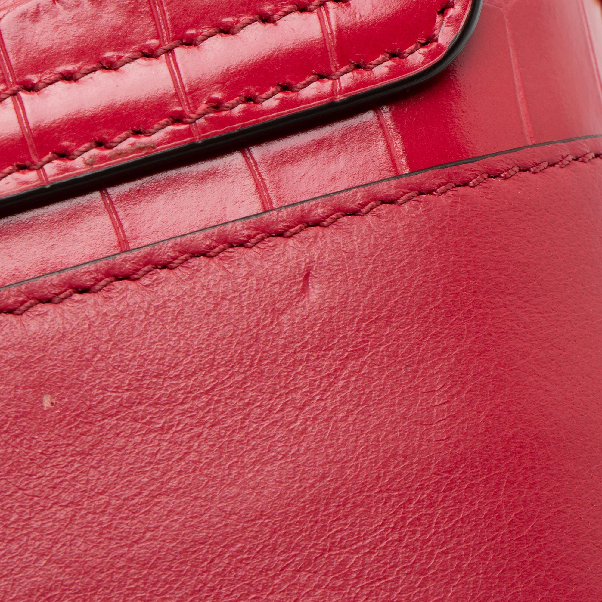 Chloe Croc Embossed Calfskin Aby Lock Small Top Handle - Image 13