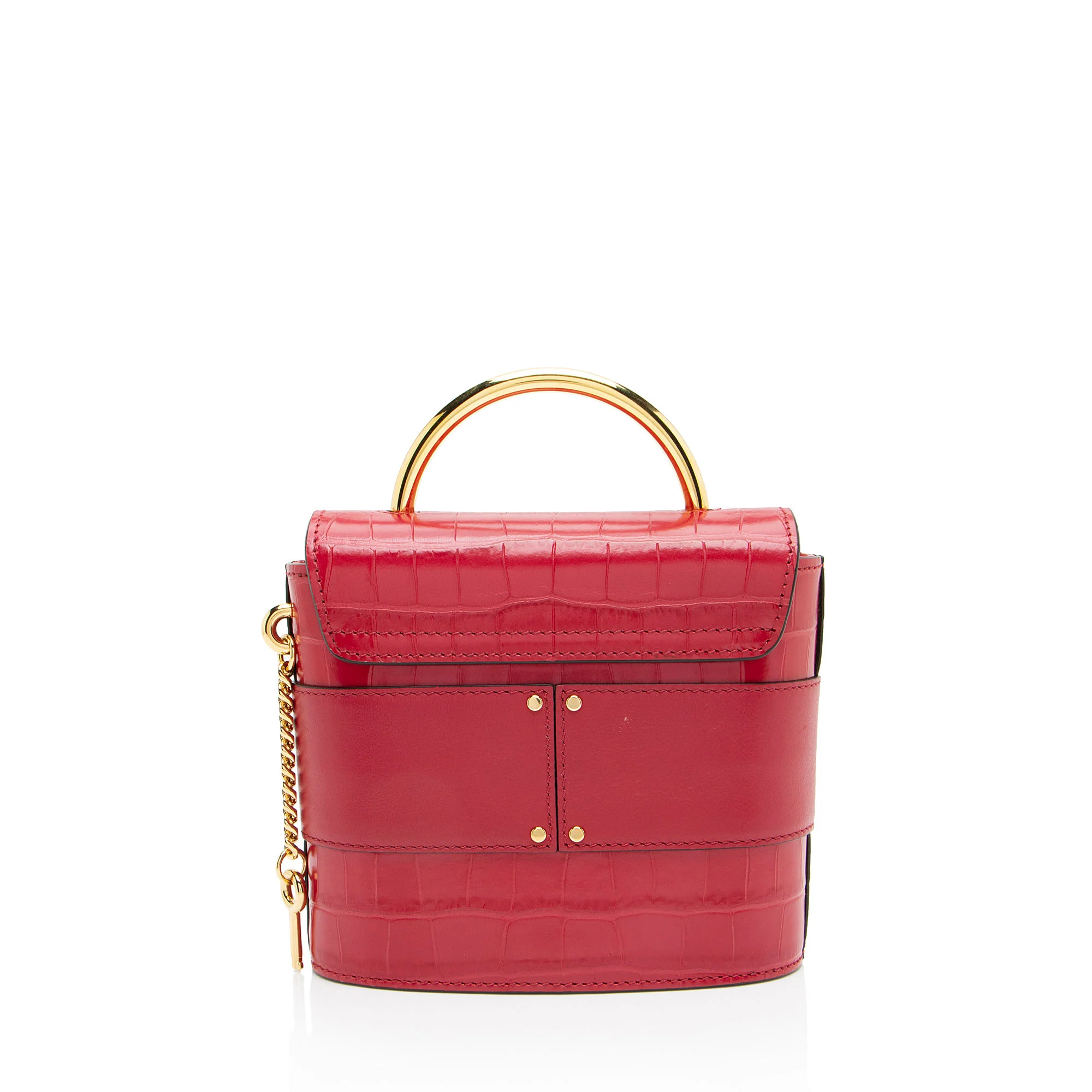Chloe Croc Embossed Calfskin Aby Lock Small Top Handle - Image 3