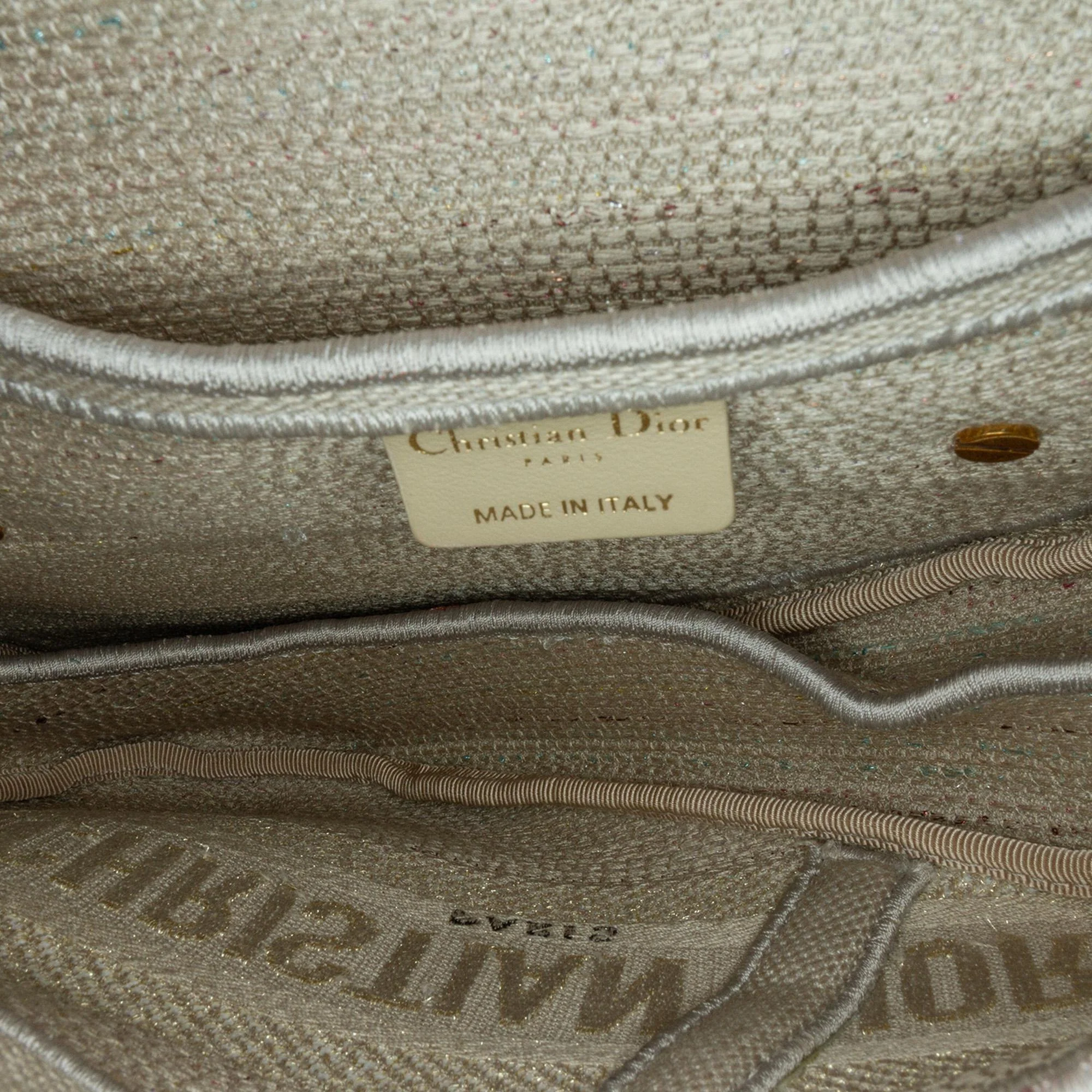 Dior Embroidered Canvas Stripes Saddle Bag - Image 4