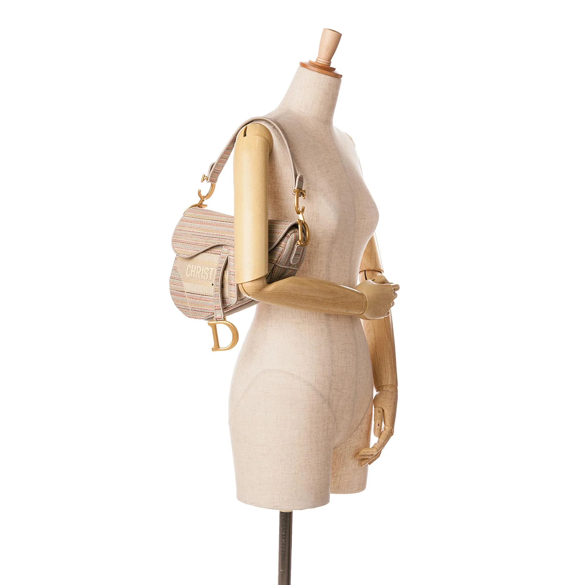 Dior Embroidered Canvas Stripes Saddle Bag - Image 5