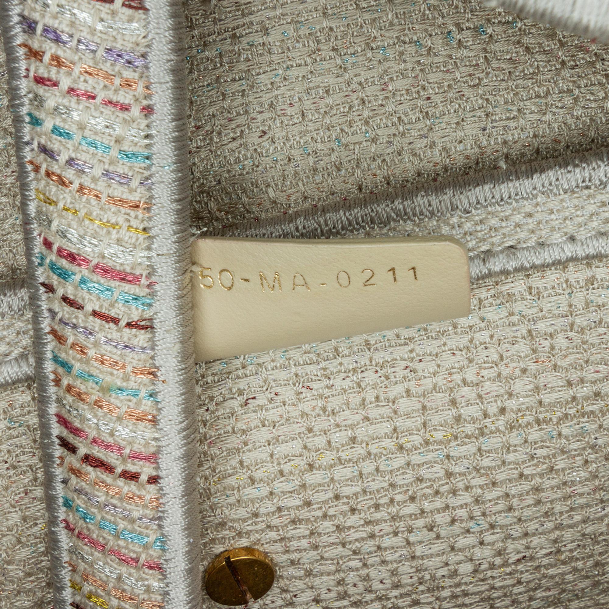 Dior Embroidered Canvas Stripes Saddle Bag - Image 6