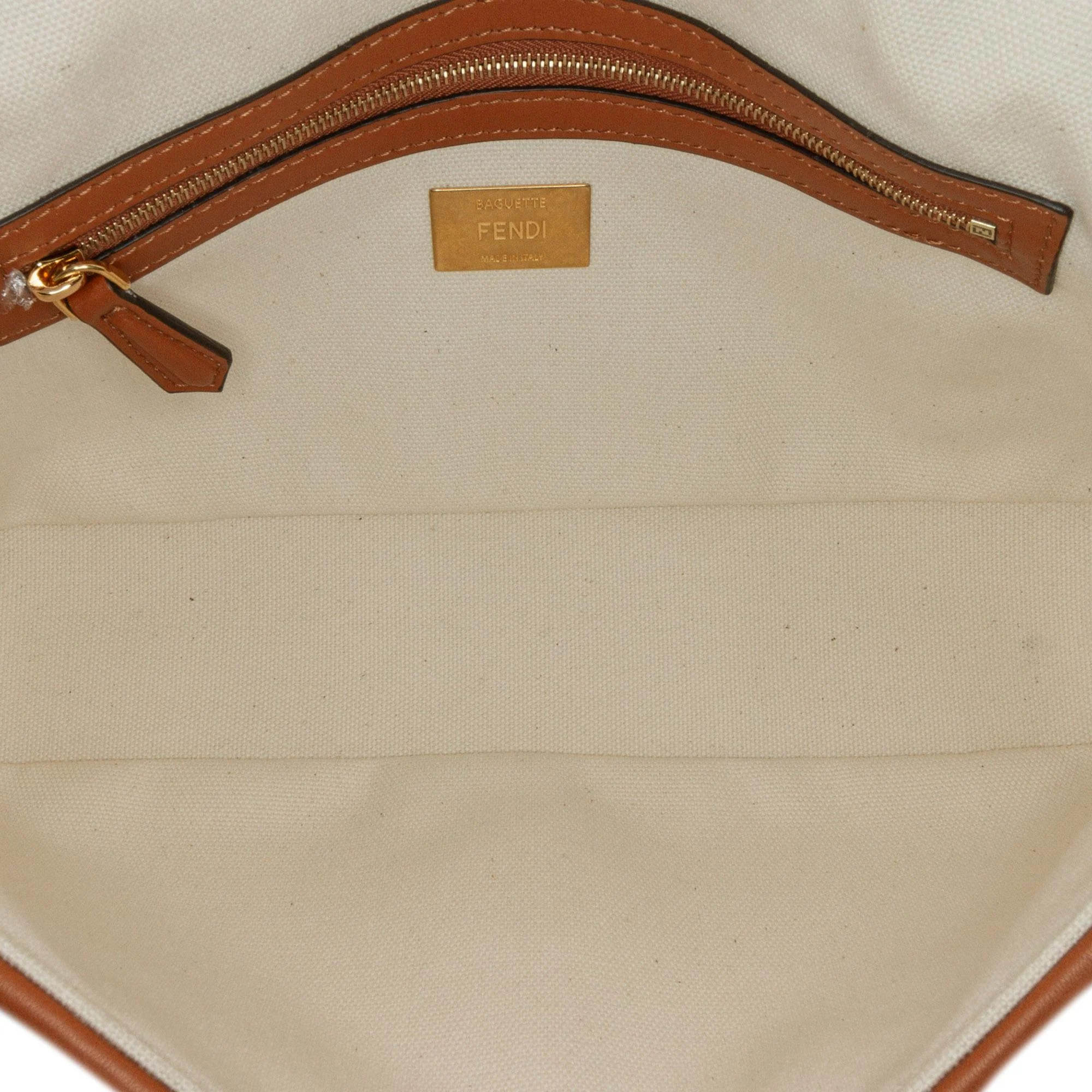 Fendi Medium Embroidered Canvas Baguette - Image 6