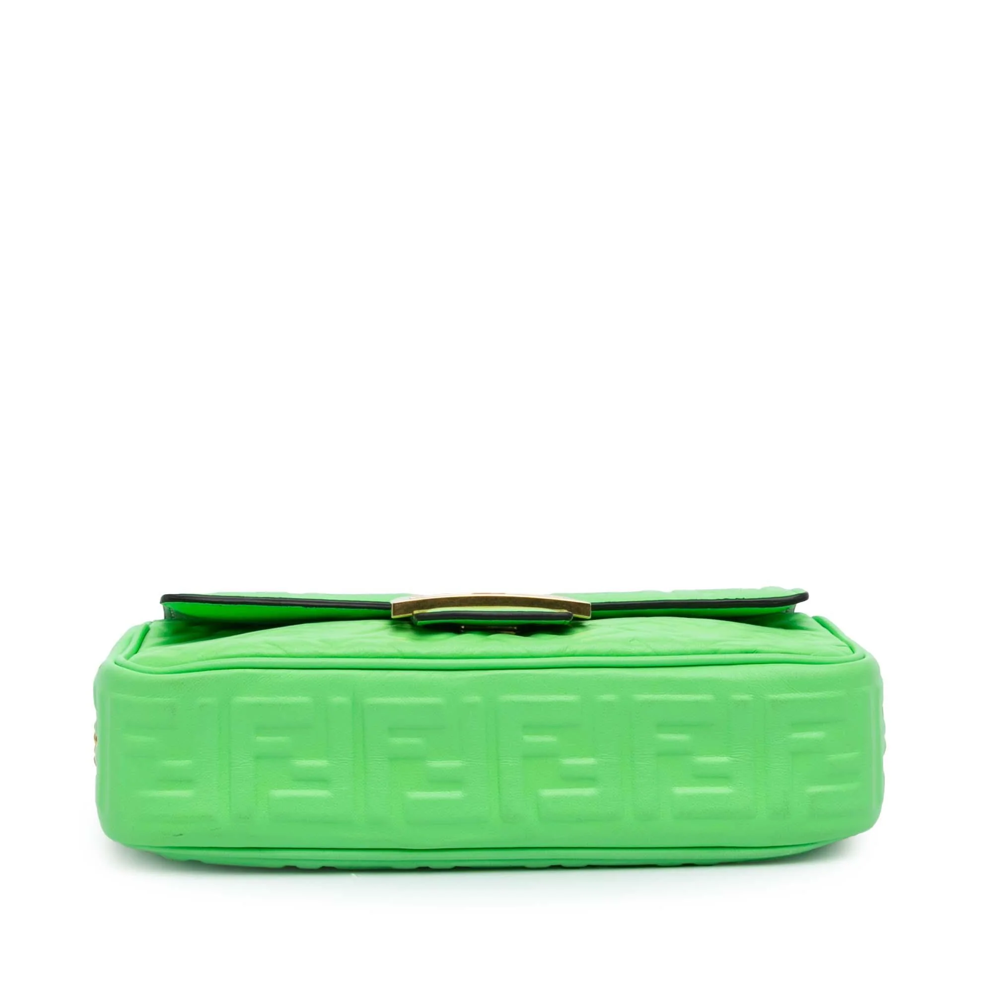 Fendi Zucca Embossed Leather Chain Midi Baguette - Image 3