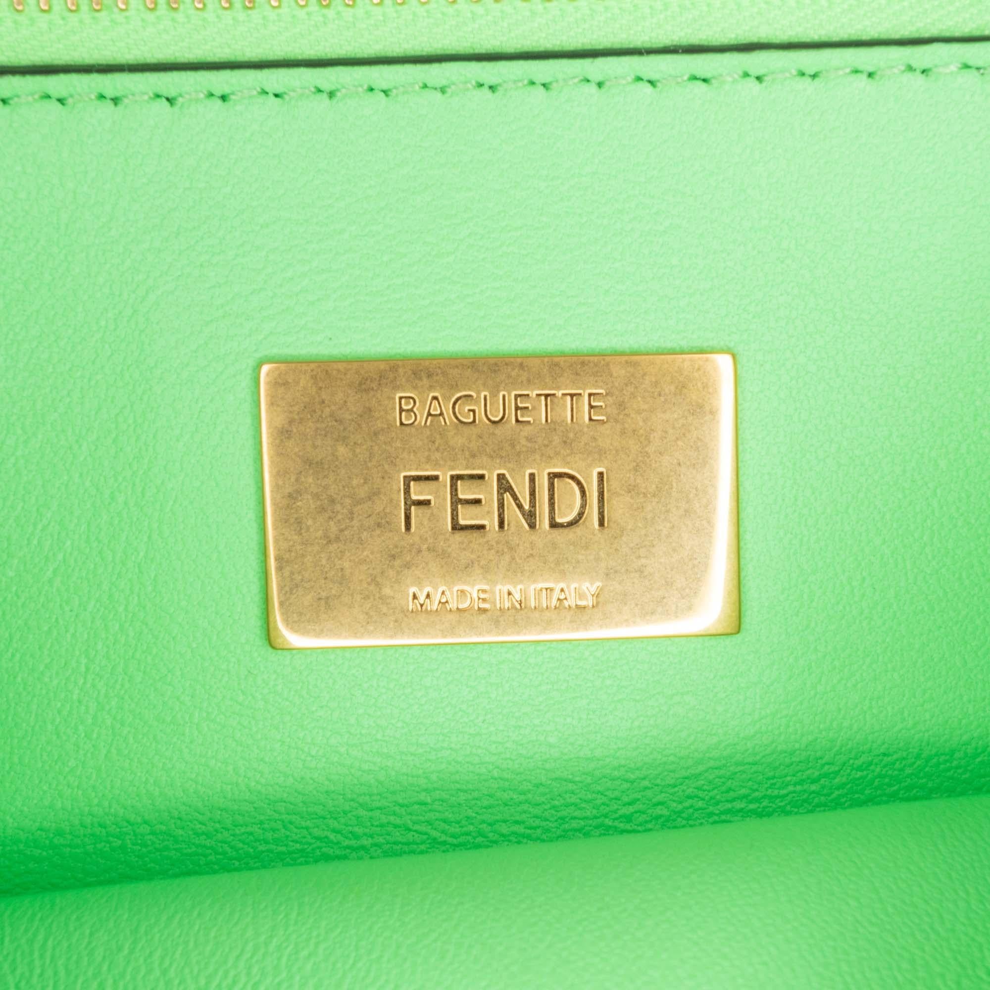 Fendi Zucca Embossed Leather Chain Midi Baguette - Image 7
