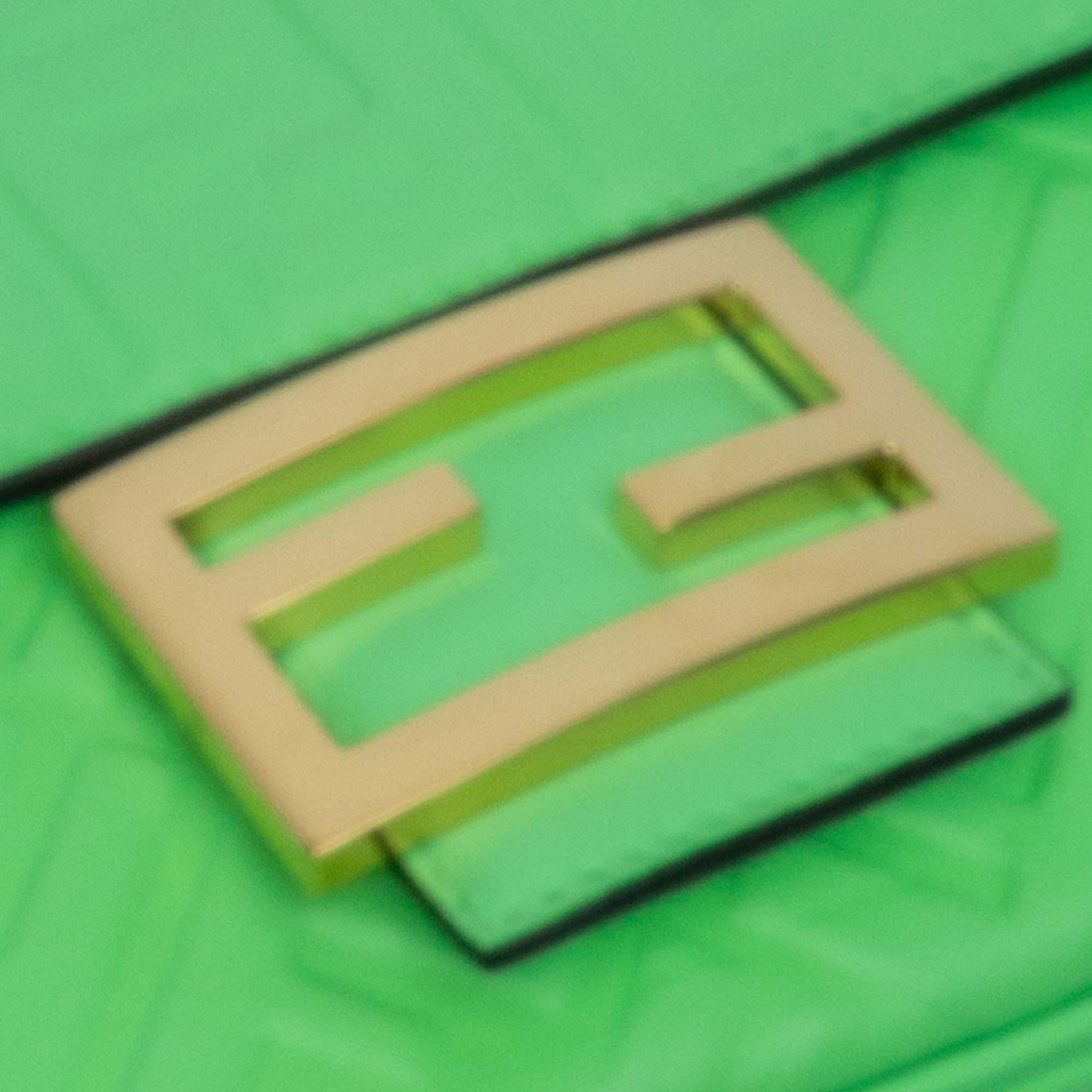 Fendi Zucca Embossed Leather Chain Midi Baguette - Image 9