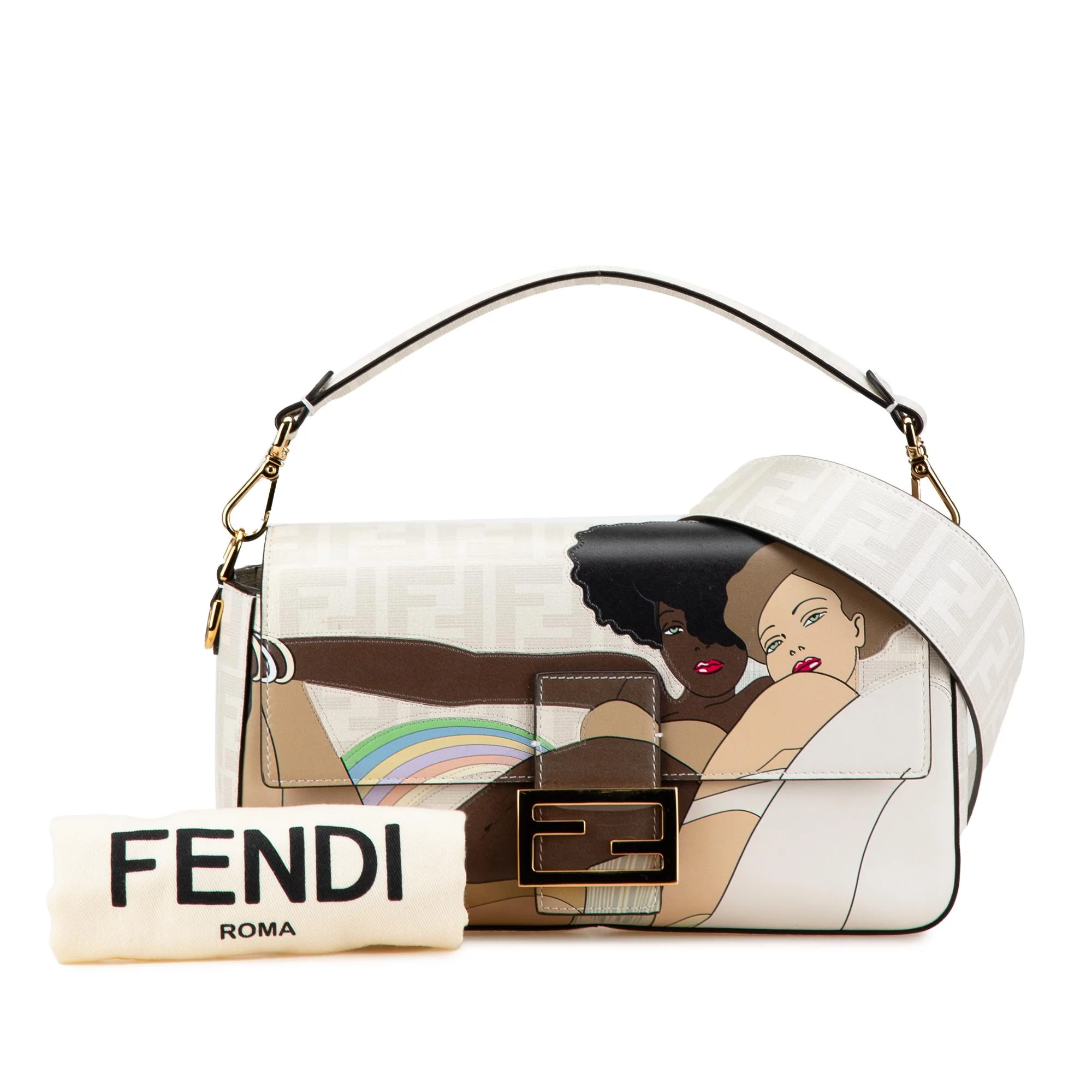 Fendi Zucca Graphic Print Coated Canvas Bikini Girls Baguette Satchel - Image 5