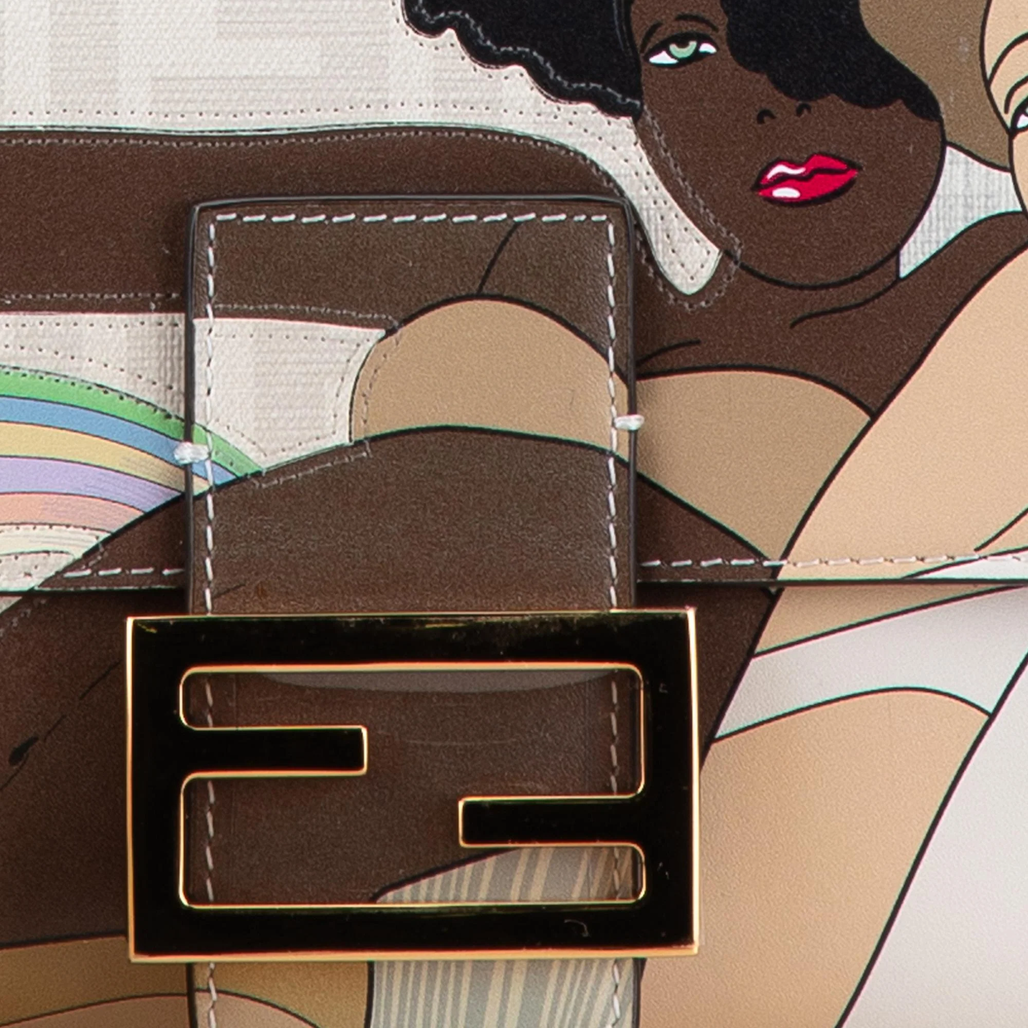 Fendi Zucca Graphic Print Coated Canvas Bikini Girls Baguette Satchel - Image 8