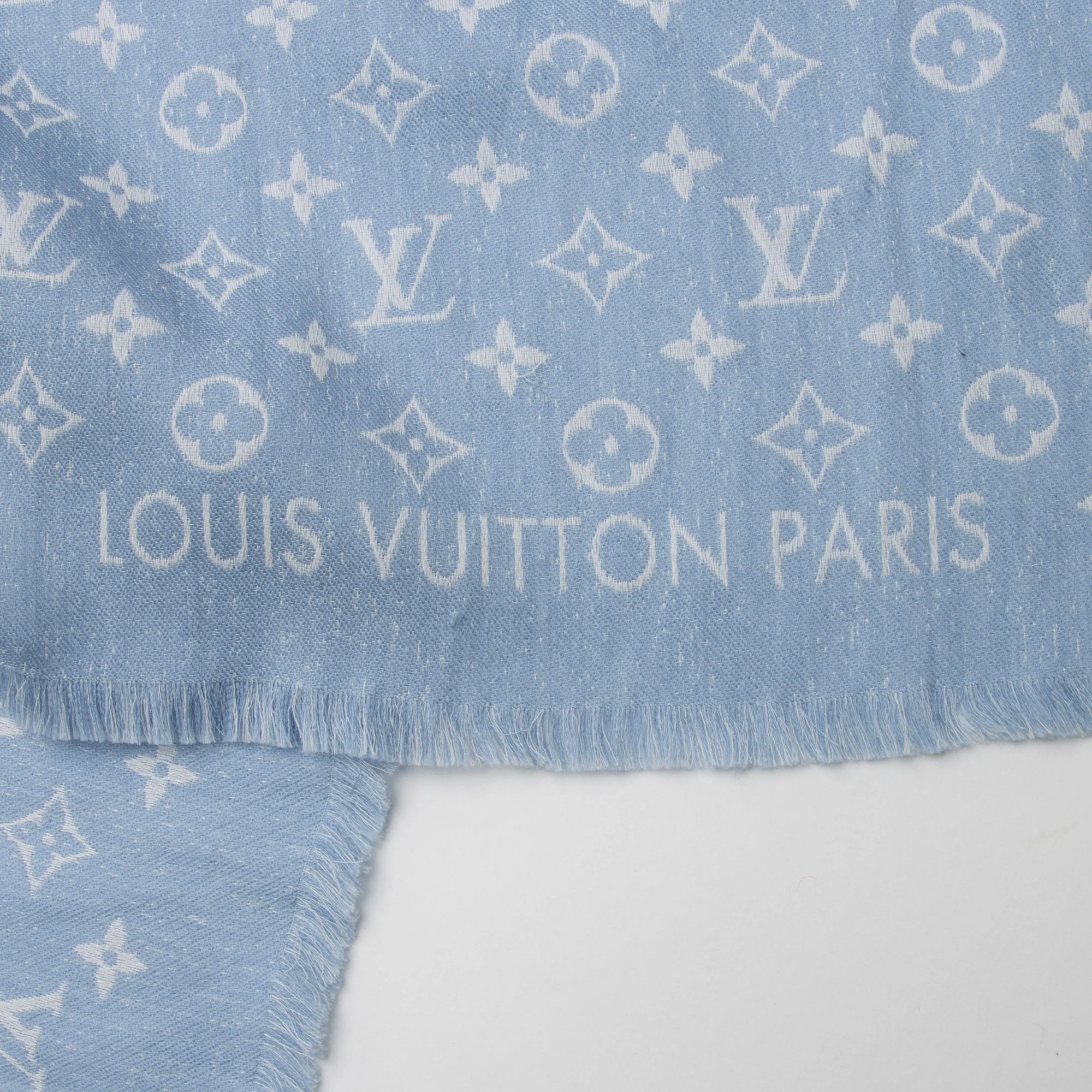 Louis Vuitton Cotton Wool Silk Monogram My Daily Denim Shawl - Image 5