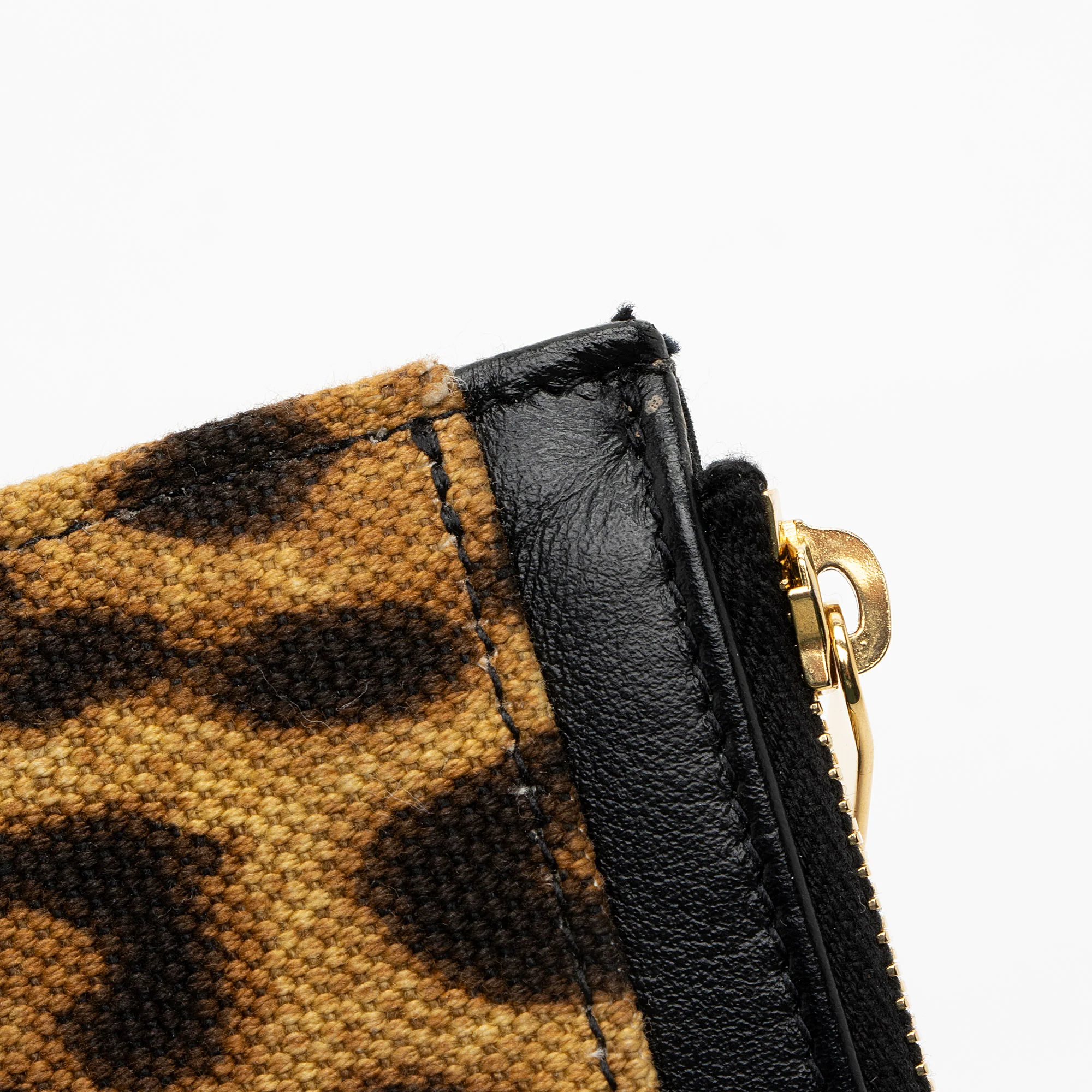 Saint Laurent Canvas Calfskin Leopard Monogram Bill Pouch - Image 10