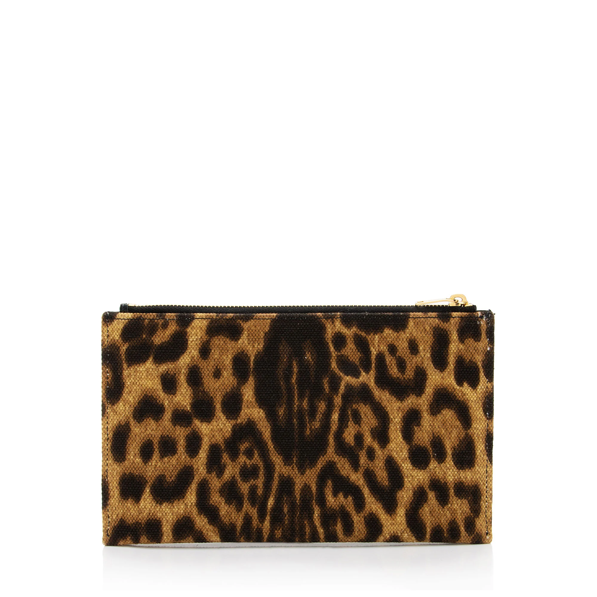Saint Laurent Canvas Calfskin Leopard Monogram Bill Pouch - Image 3