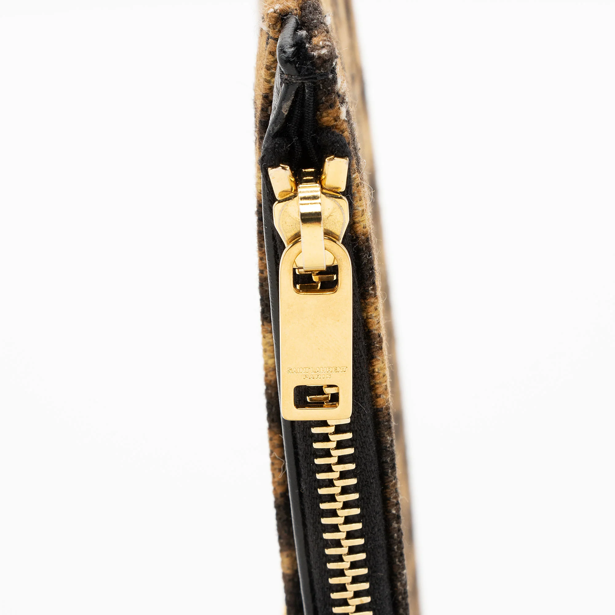 Saint Laurent Canvas Calfskin Leopard Monogram Bill Pouch - Image 7