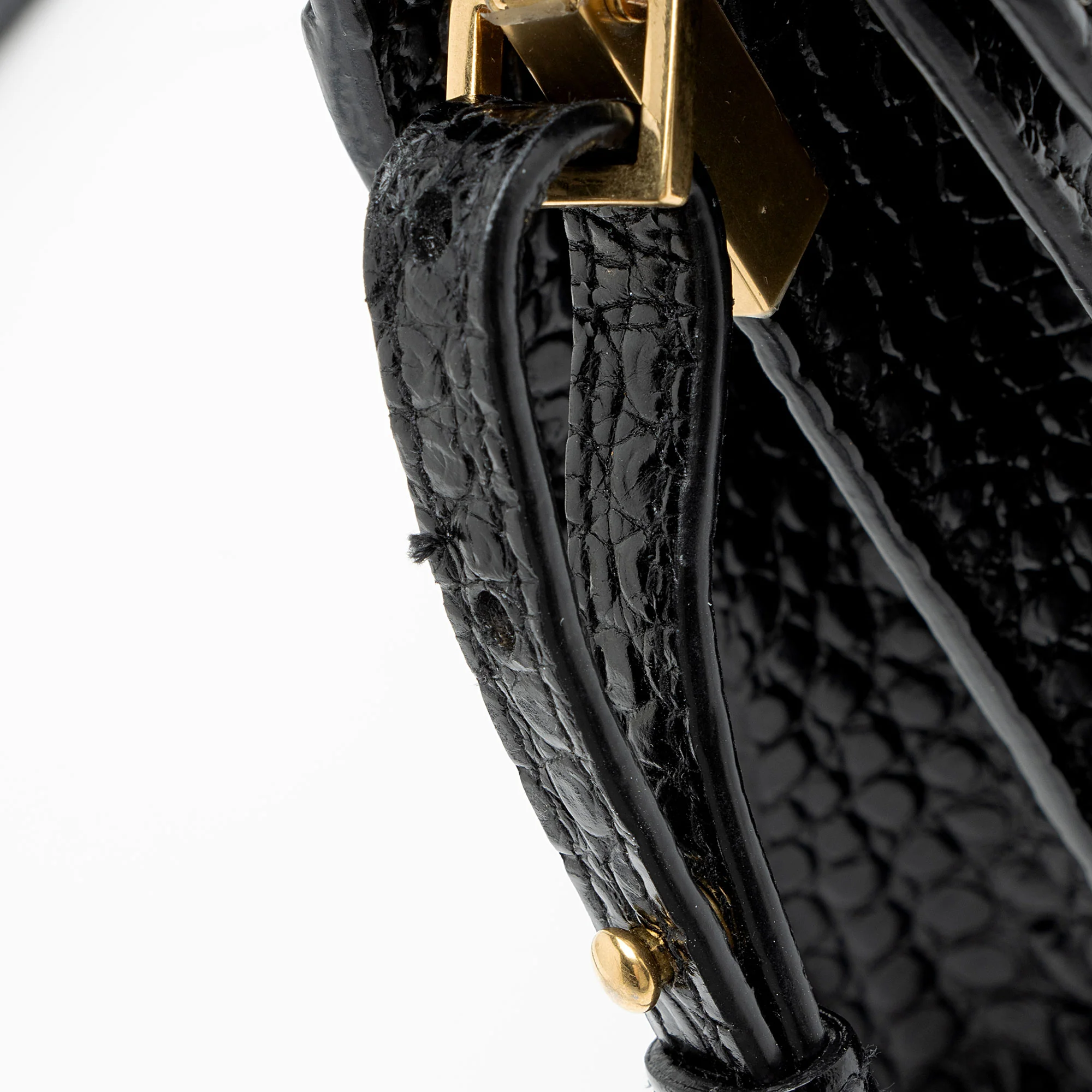 Saint Laurent Croc Embossed Leather Monogram Cassandra Mini Top Handle - Image 11