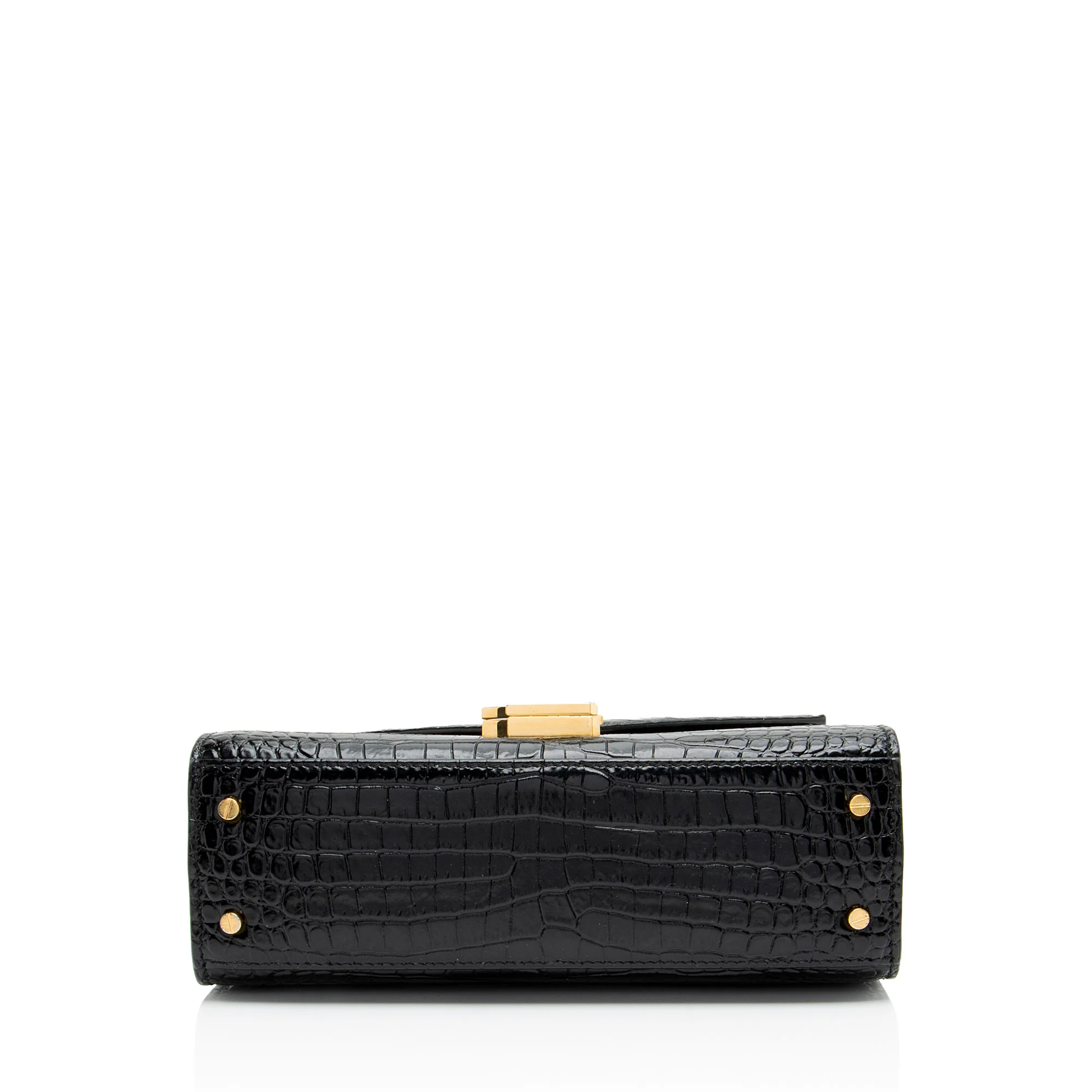 Saint Laurent Croc Embossed Leather Monogram Cassandra Mini Top Handle - Image 4