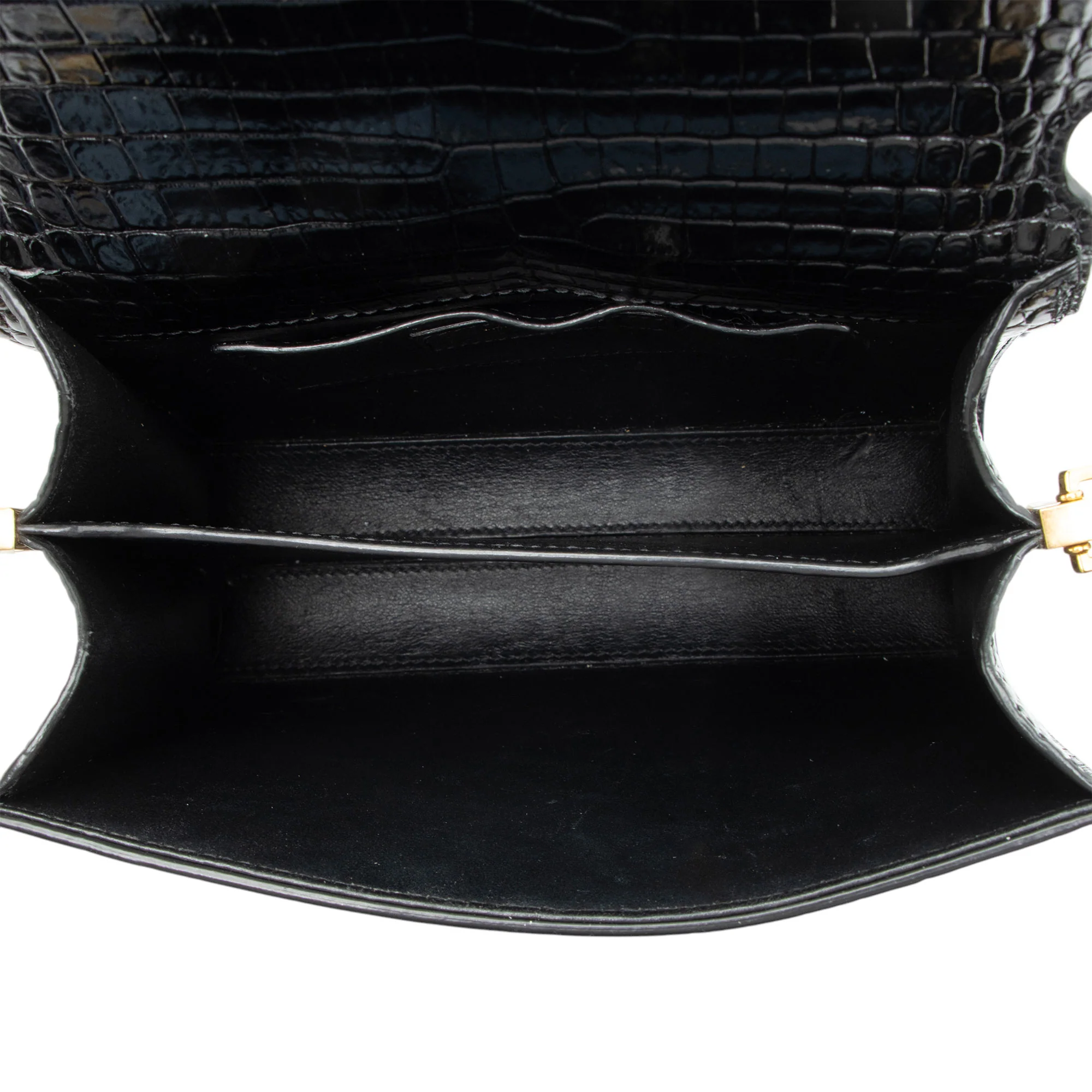 Saint Laurent Croc Embossed Leather Monogram Cassandra Mini Top Handle - Image 7