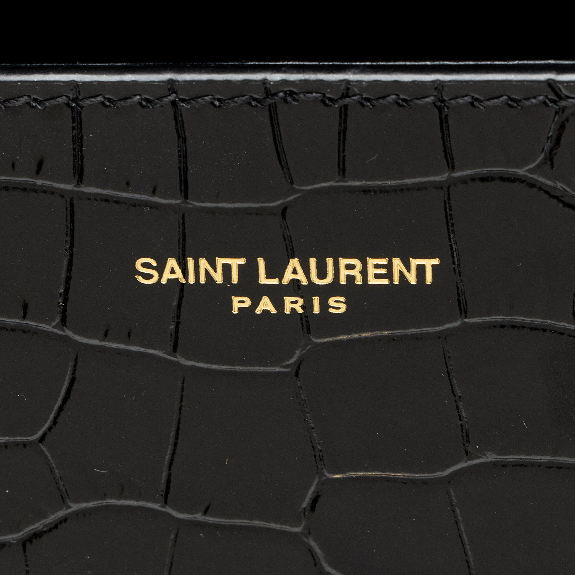 Saint Laurent Croc Embossed Leather Monogram Cassandra Mini Top Handle - Image 9