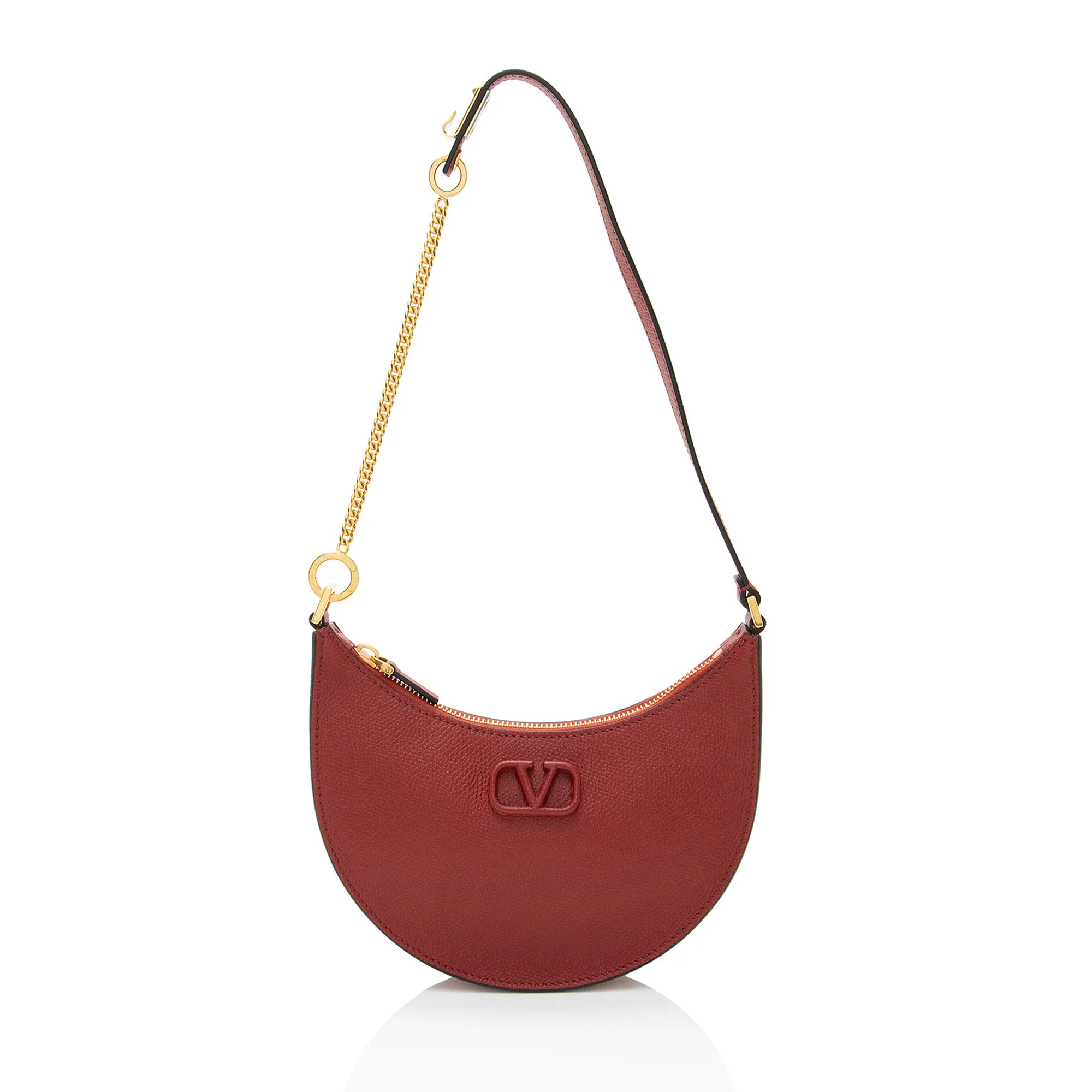 Valentino Grainy Calfskin VLogo Moon Mini Chain Hobo - Image 11